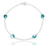 Pulseira Prata 925 Feminina Coração Zircônia Turmalina 18 Cm